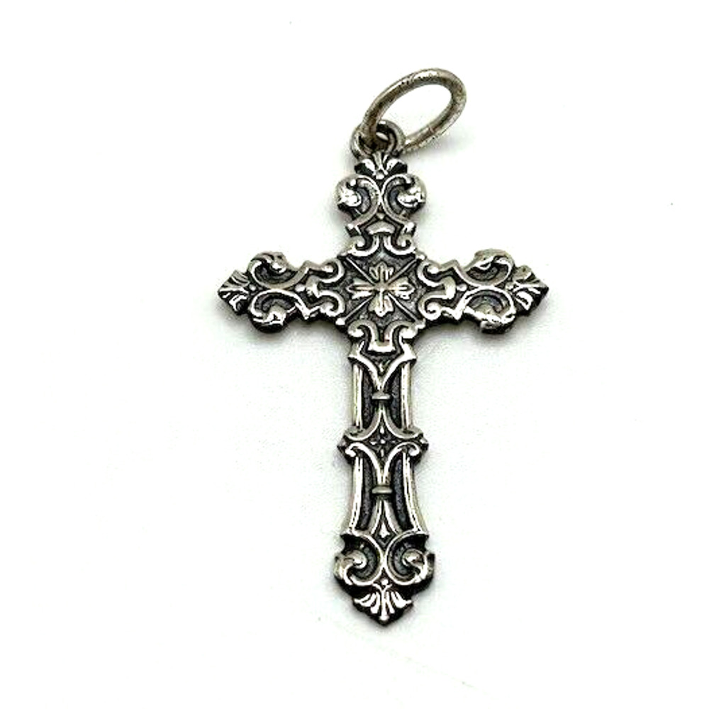 Vintage .925 Sterling Silver Cross Pendant Necklace